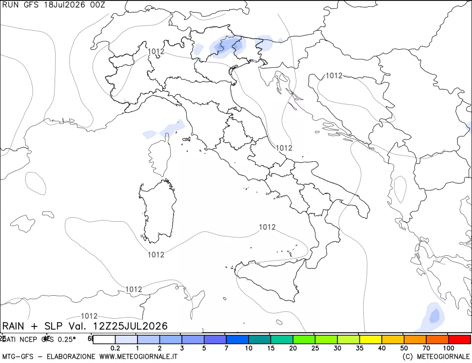 mappa Precipitazioni e pressione SLM