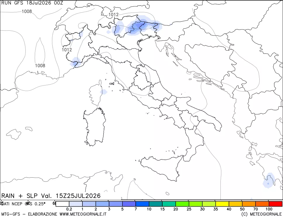 mappa Precipitazioni e pressione SLM