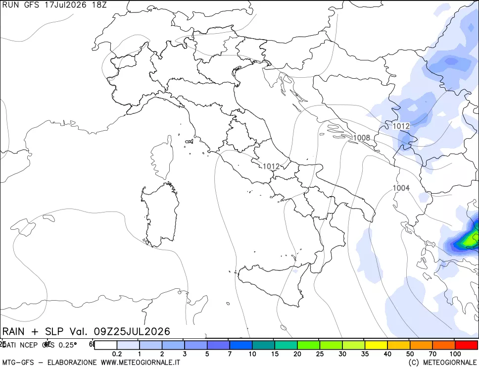 mappa Precipitazioni e pressione SLM