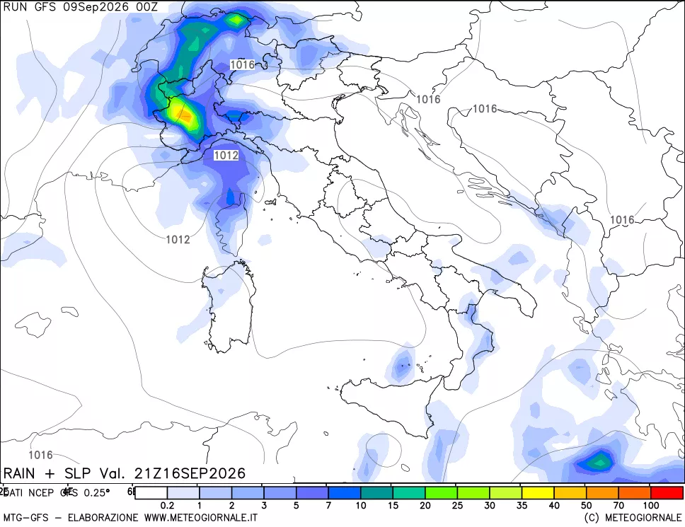 mappa Precipitazioni e pressione SLM