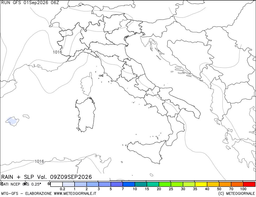 mappa Precipitazioni e pressione SLM