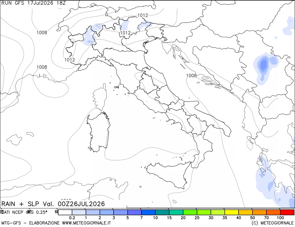 mappa Precipitazioni e pressione SLM