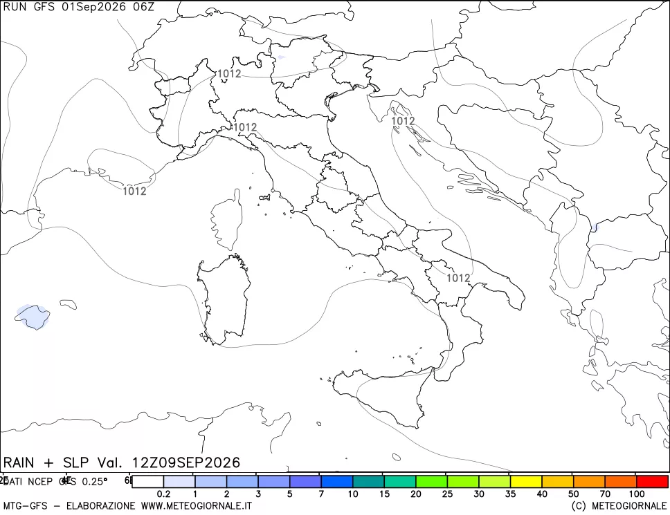 mappa Precipitazioni e pressione SLM
