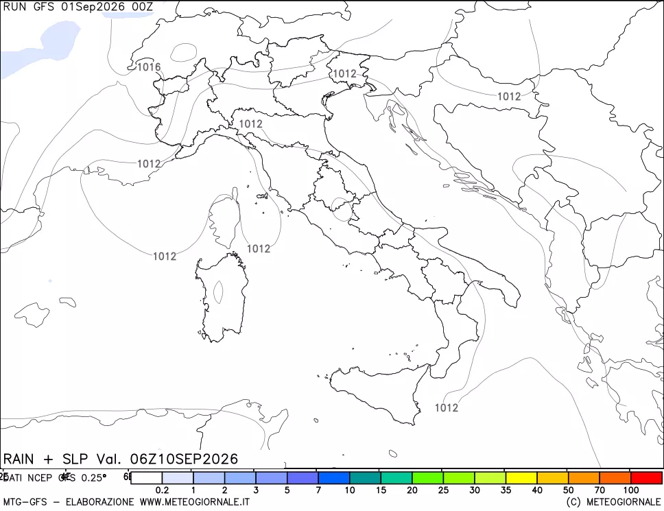 mappa Precipitazioni e pressione SLM
