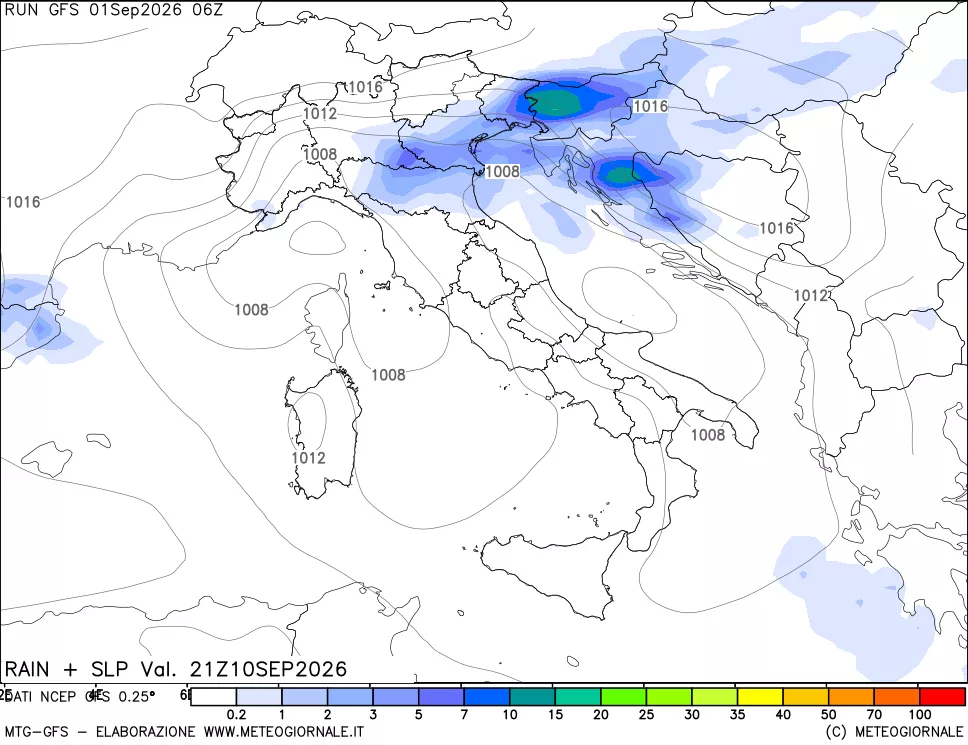 mappa Precipitazioni e pressione SLM