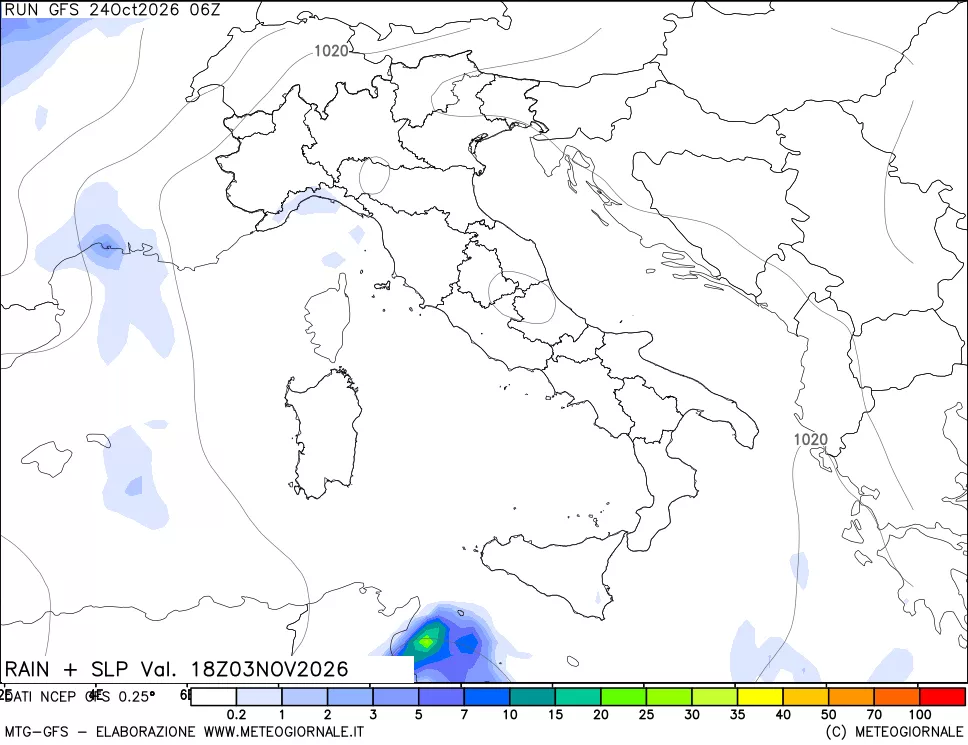 mappa Precipitazioni e pressione SLM
