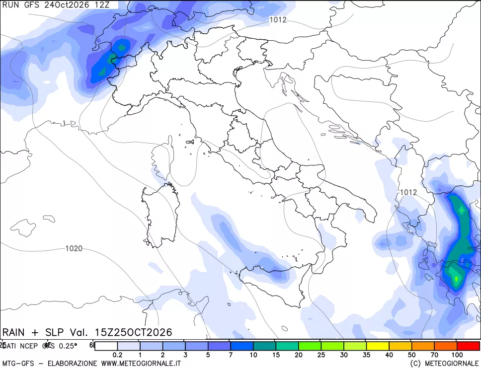 mappa Precipitazioni e pressione SLM