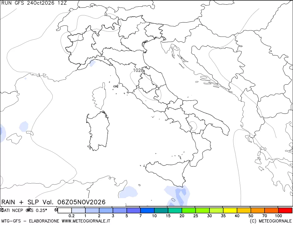 mappa Precipitazioni e pressione SLM