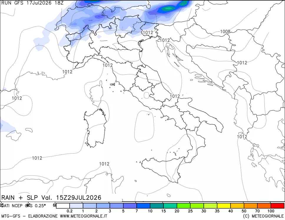 mappa Precipitazioni e pressione SLM