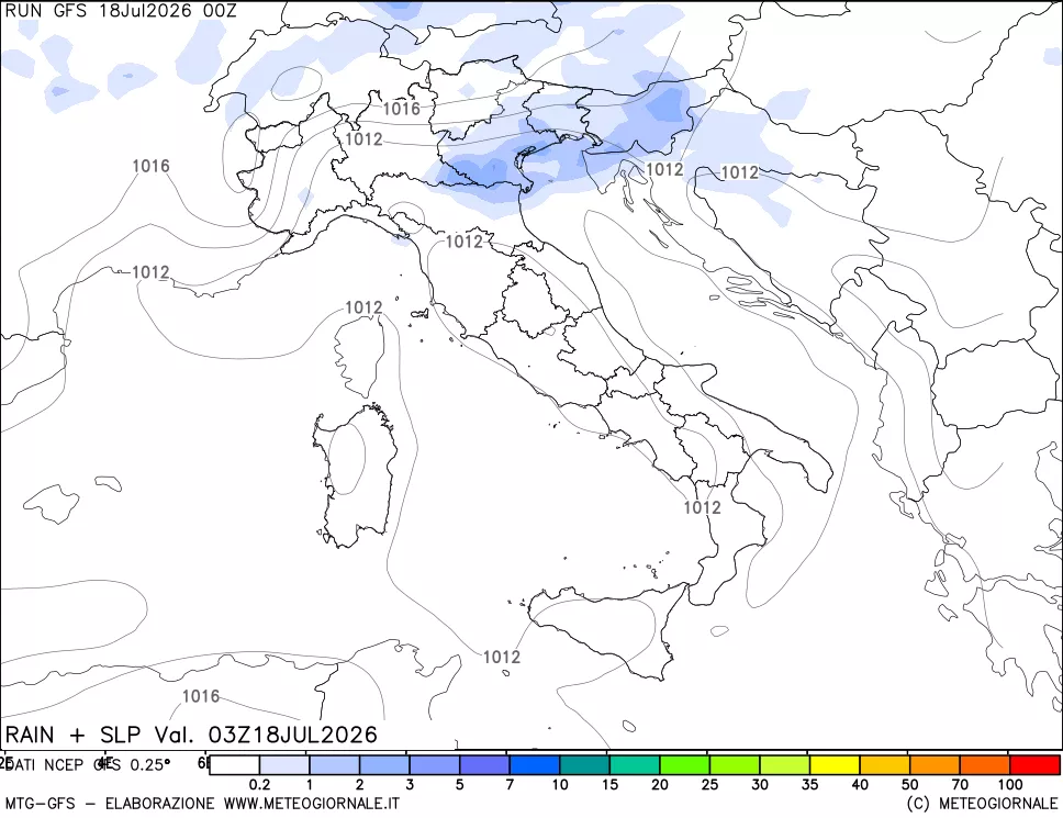 mappa Precipitazioni e pressione SLM