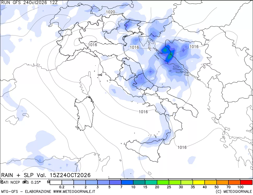 mappa Precipitazioni e pressione SLM