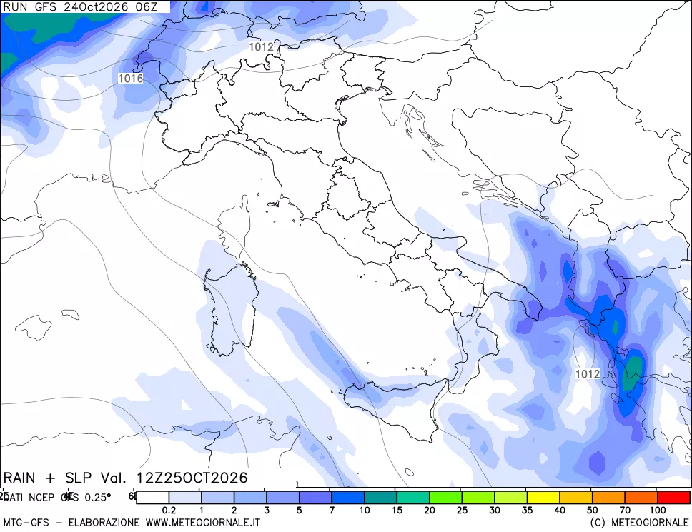 mappa Precipitazioni e pressione SLM