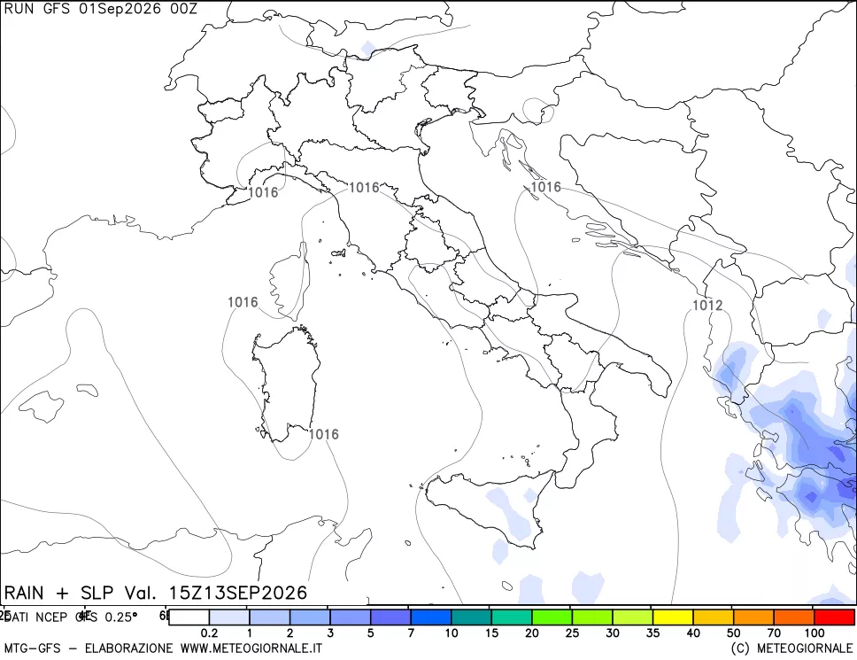 mappa Precipitazioni e pressione SLM