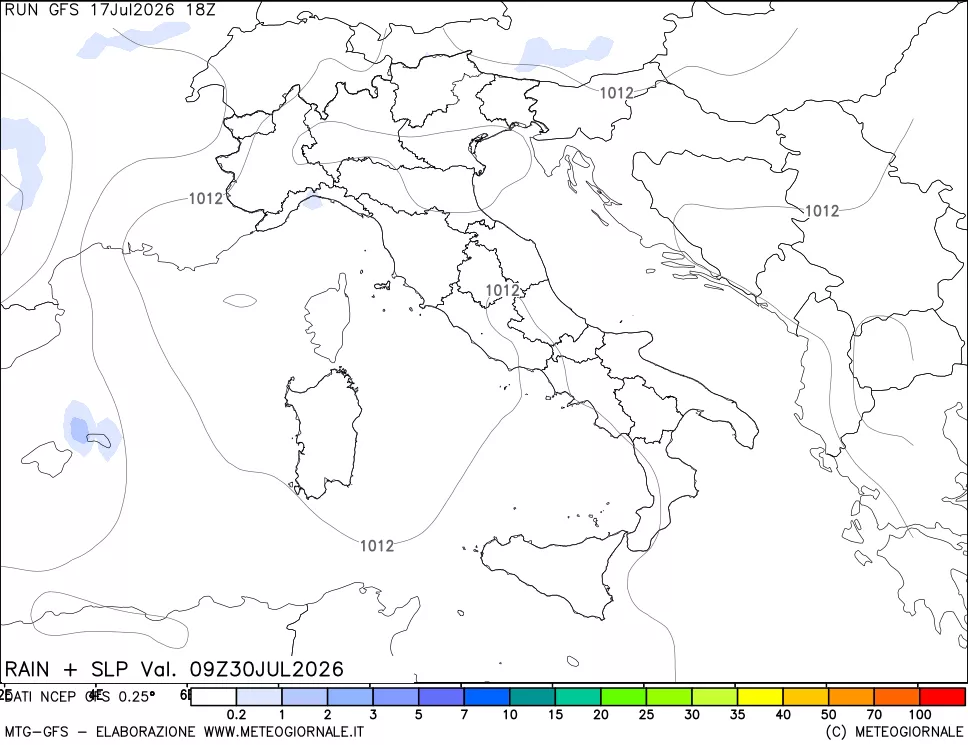 mappa Precipitazioni e pressione SLM