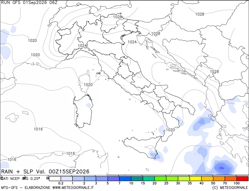 mappa Precipitazioni e pressione SLM
