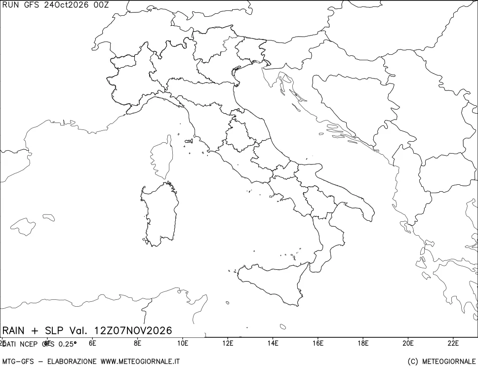 mappa Precipitazioni e pressione SLM