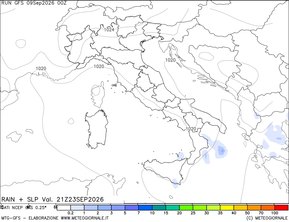mappa Precipitazioni e pressione SLM
