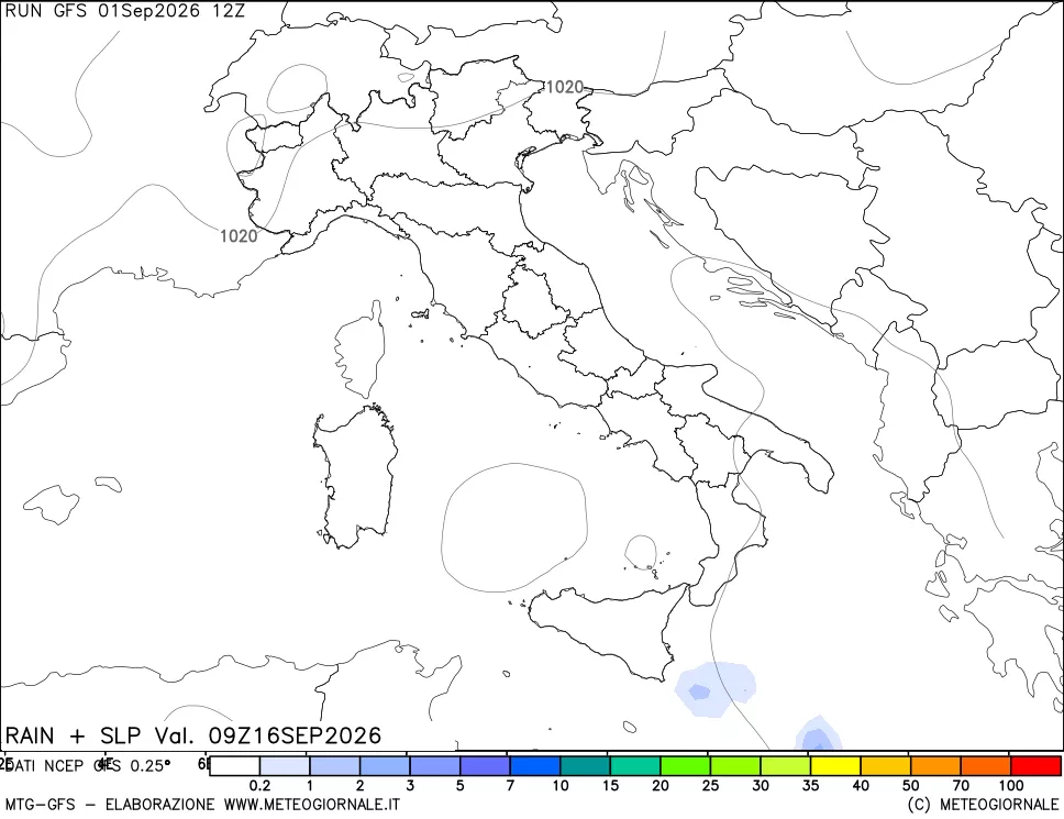 mappa Precipitazioni e pressione SLM