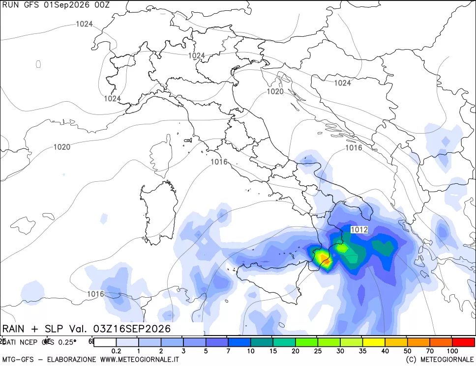 mappa Precipitazioni e pressione SLM