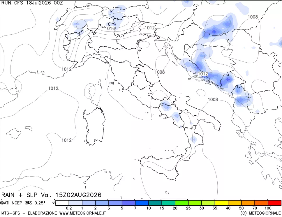 mappa Precipitazioni e pressione SLM