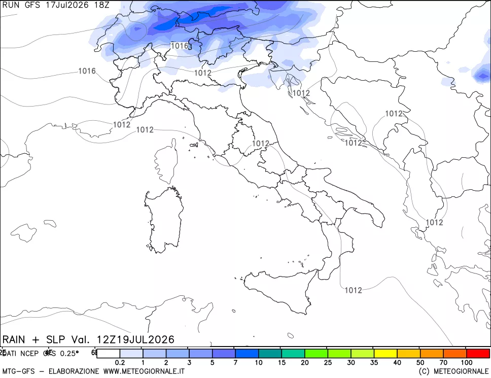 mappa Precipitazioni e pressione SLM