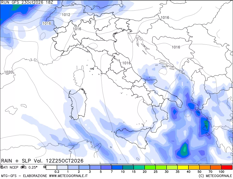 mappa Precipitazioni e pressione SLM