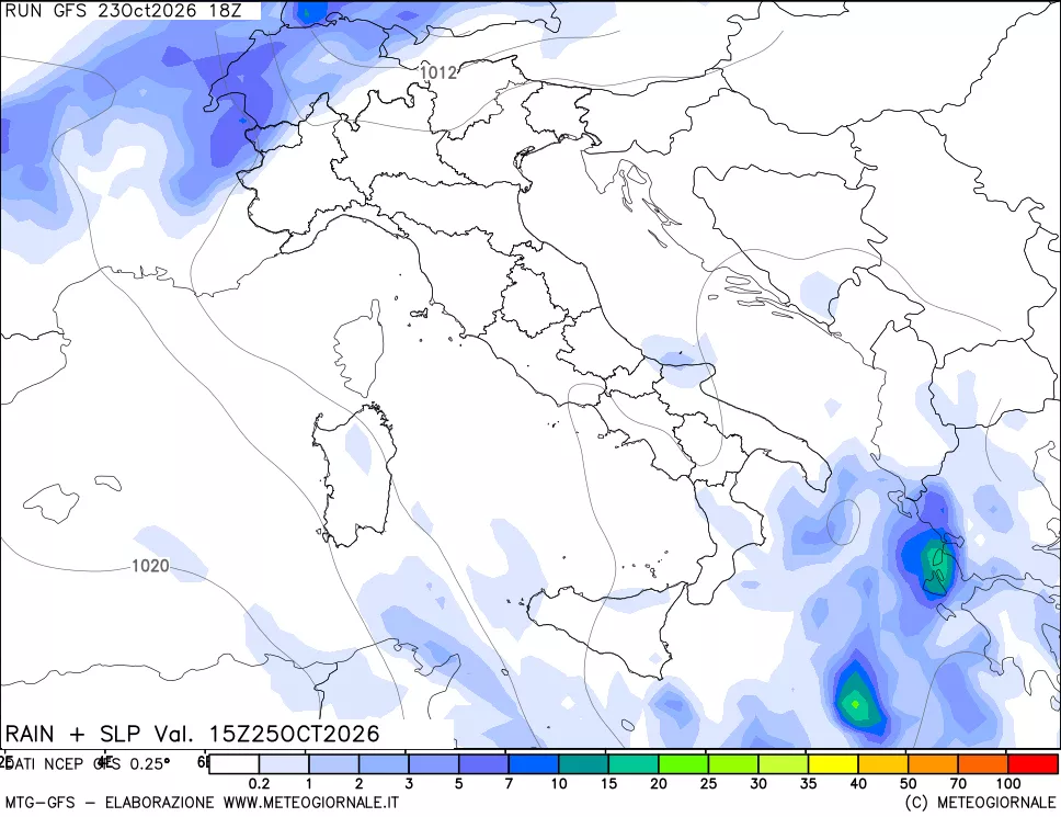 mappa Precipitazioni e pressione SLM