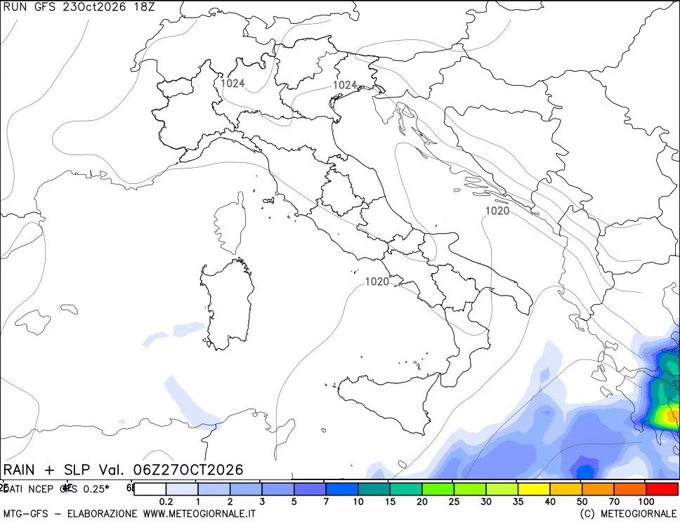 mappa Precipitazioni e pressione SLM