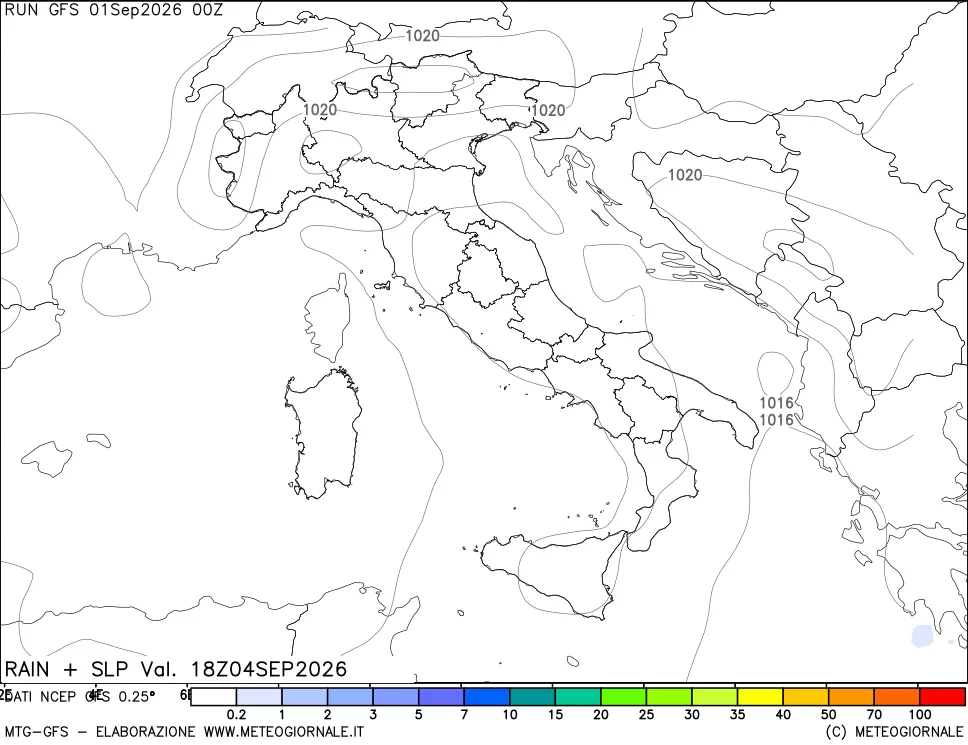mappa Precipitazioni e pressione SLM