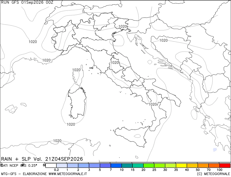 mappa Precipitazioni e pressione SLM