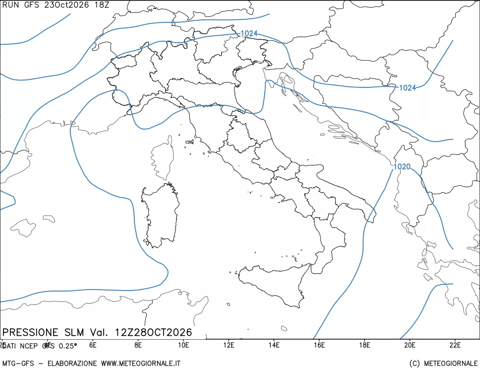 mappa Pressione sul livello del mare