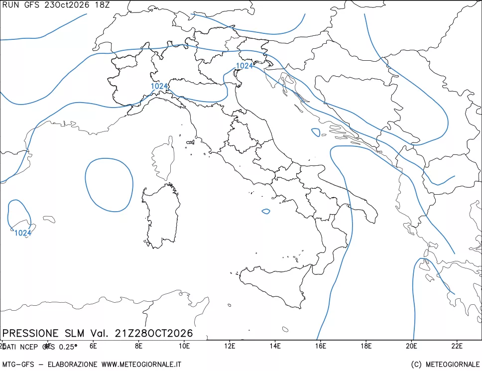 mappa Pressione sul livello del mare