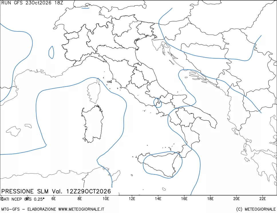 mappa Pressione sul livello del mare