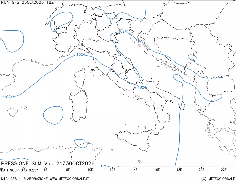 mappa Pressione sul livello del mare