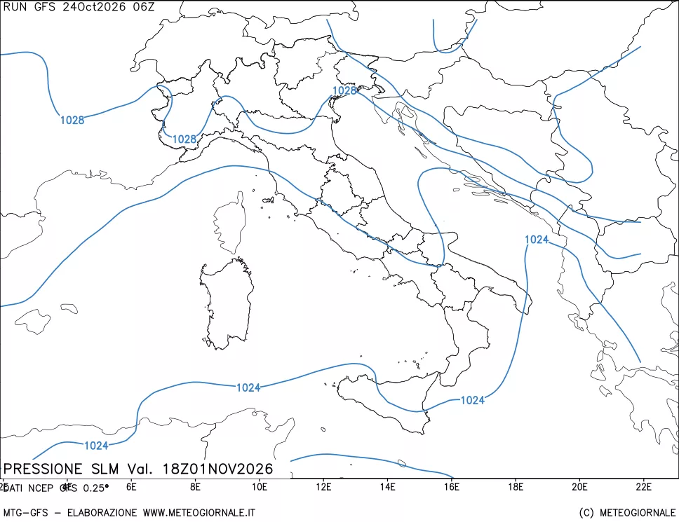 mappa Pressione sul livello del mare