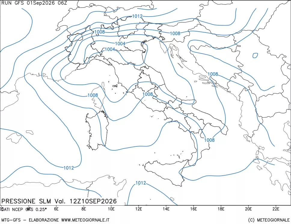 mappa Pressione sul livello del mare