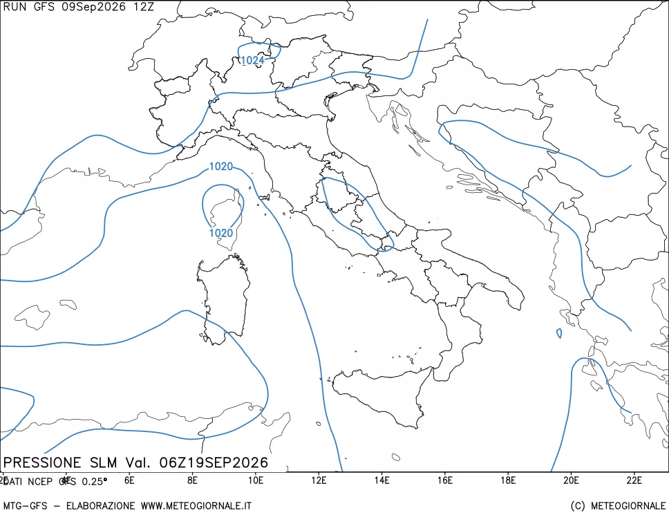 mappa Pressione sul livello del mare