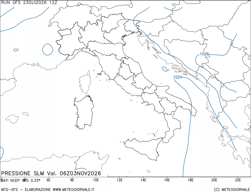 mappa Pressione sul livello del mare