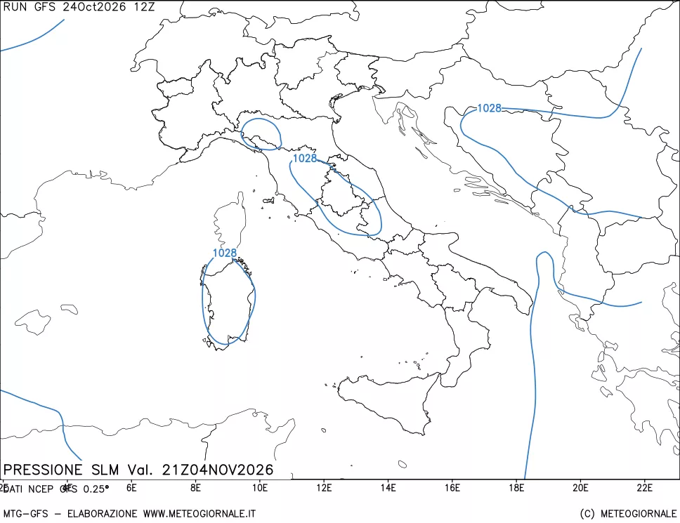 mappa Pressione sul livello del mare