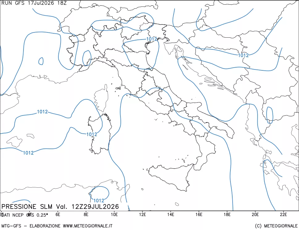 mappa Pressione sul livello del mare