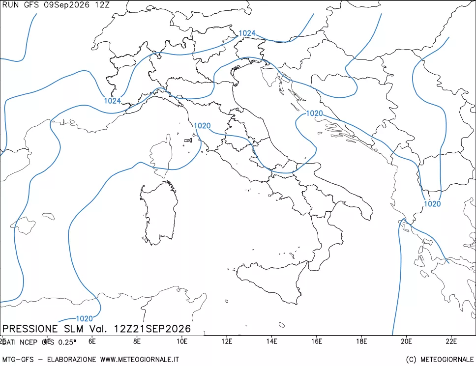 mappa Pressione sul livello del mare
