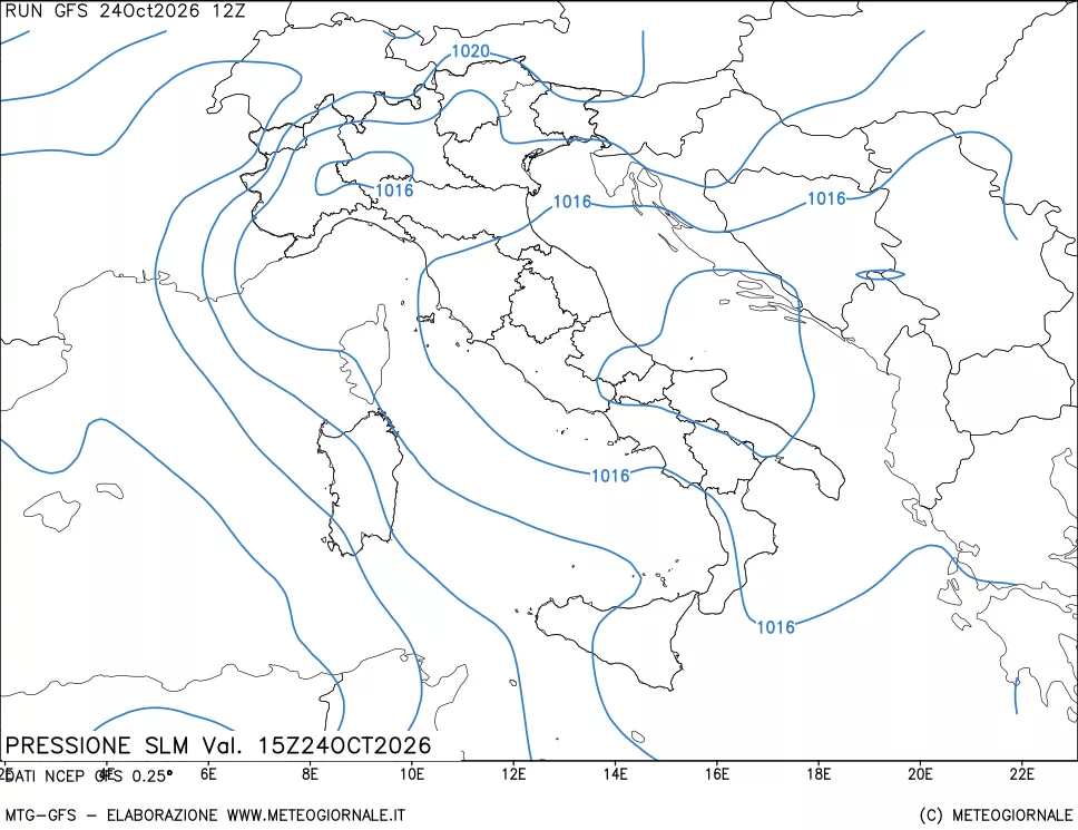 mappa Pressione sul livello del mare