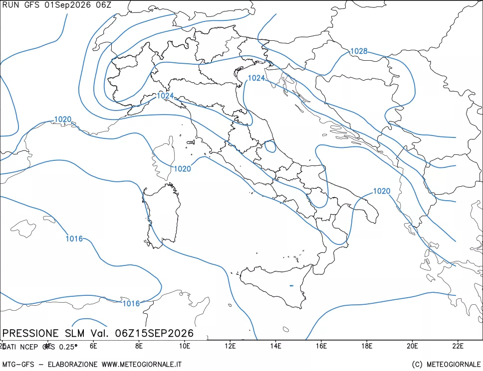 mappa Pressione sul livello del mare