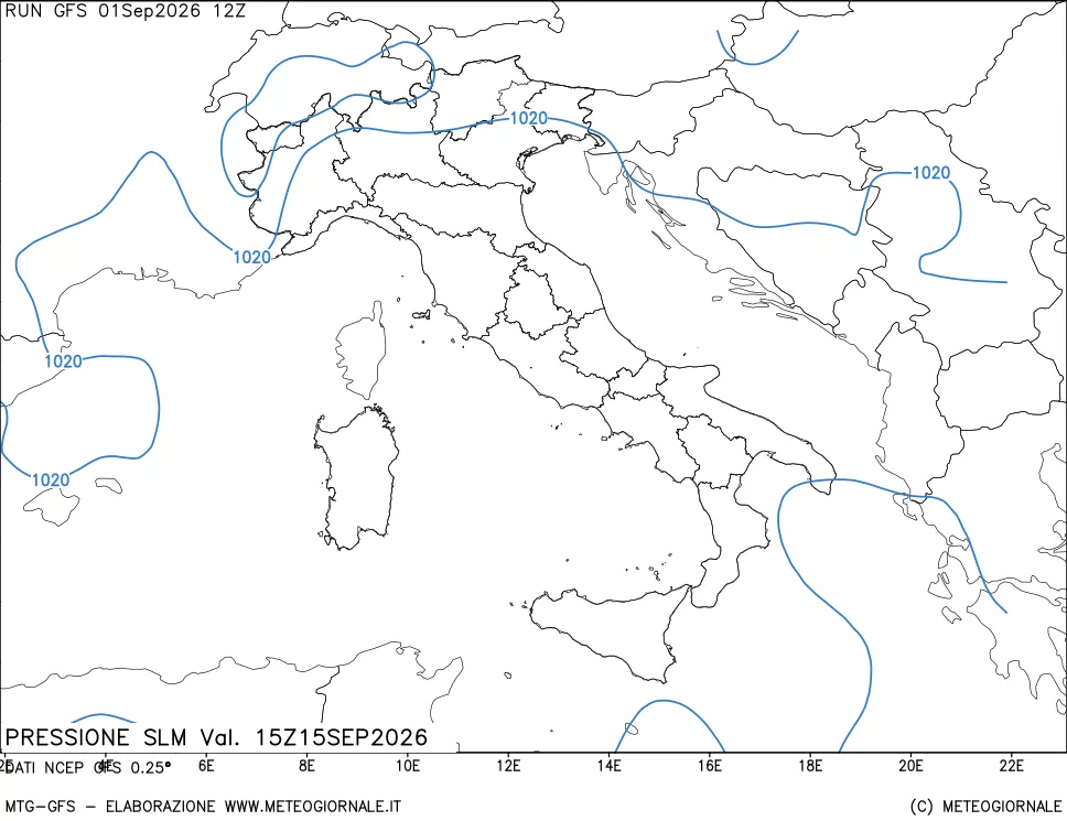 mappa Pressione sul livello del mare