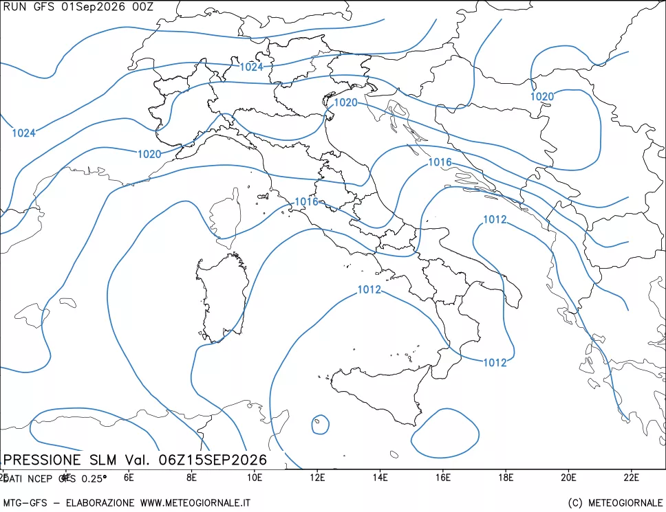 mappa Pressione sul livello del mare