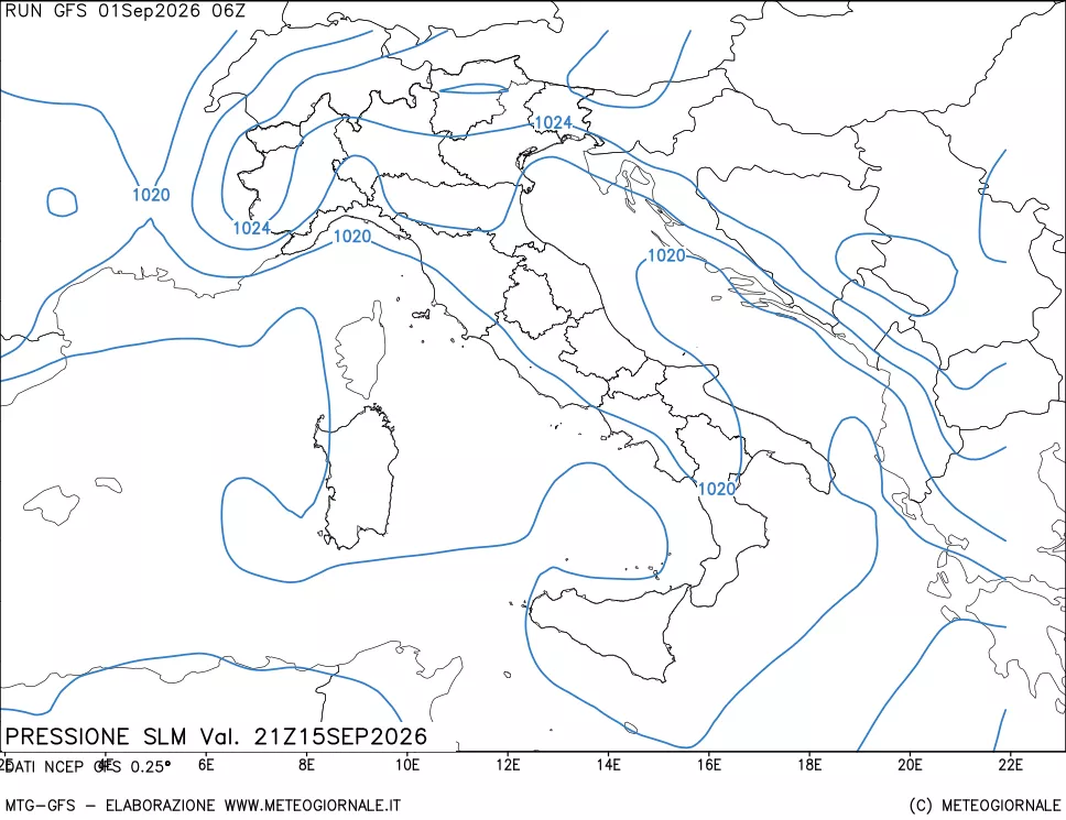 mappa Pressione sul livello del mare