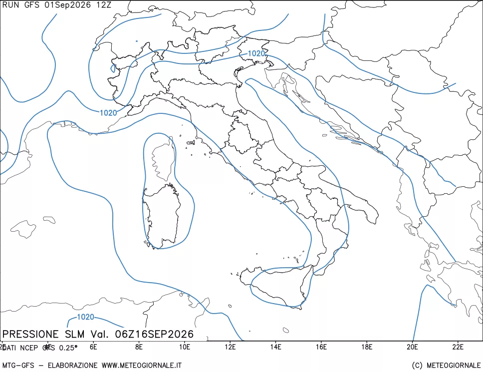 mappa Pressione sul livello del mare