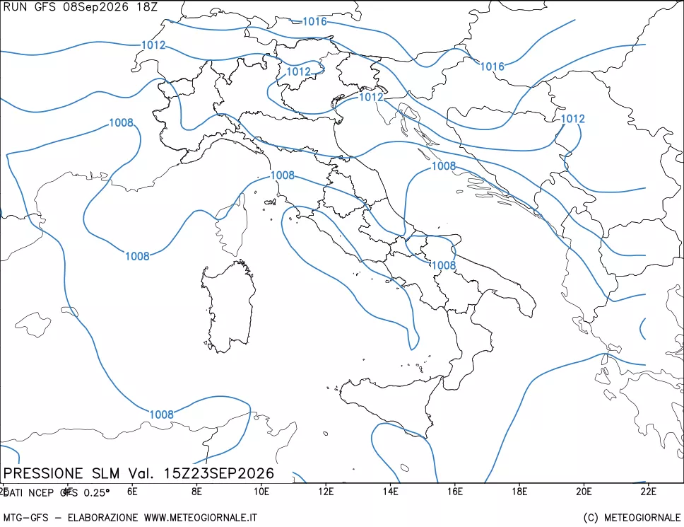 mappa Pressione sul livello del mare
