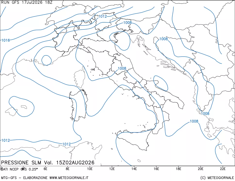 mappa Pressione sul livello del mare