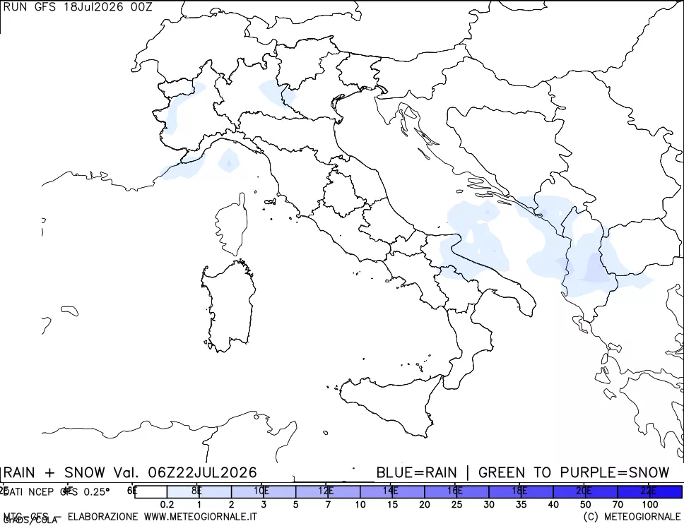 mappa Precipitazioni totali e nevose
